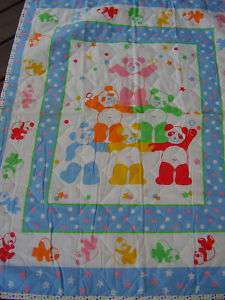 Baby Quilt Quilted Blanket Pastel Panda Teddy Bear Star  