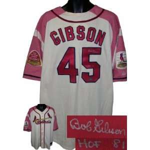 Bob Gibson signed St. Louis Cardinals Cooperstown Collection Cream 