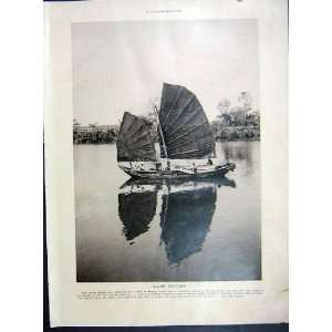   Boat Sailing Tonkin Chinese Tombeaux French Print 1935