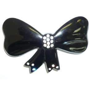  Black Plastic & Crystal Bow Hair Clip Jewelry
