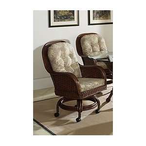 Moroccan Rattan Game Arm Chair with Cushion in Urban Mahogany Finish 