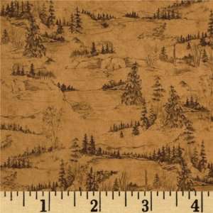   Park Scenic Toile Tan Fabric By The Yard Arts, Crafts & Sewing