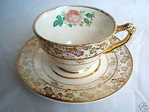 Crown Potteries, China, Tolpin Pattern, Cup and saucer  