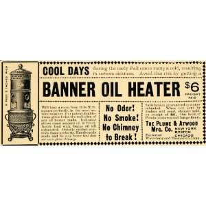   Ad Banner Oil Heater Plume & Atwood Manufacturing   Original Print Ad