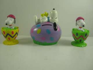 Snoopy Candy Egg Shaped Holders & Piggy Bank  