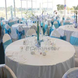   Blue Organza Chair Sash Bow Wedding Party Banquet Cover Decor  
