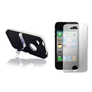  Apple iPhone 4 Kick Stand Rubberized Hard Case and Screen Protector 