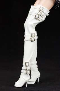 B380 White Leather Fashion Long Boots for Barbie FR A2  