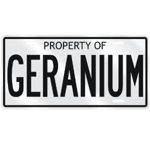  NEW  PROPERTY OF GERANIUM  LICENSE PLATE SIGN NAME