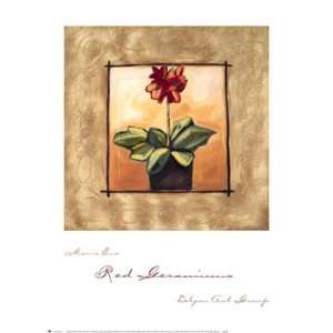  Red Geraniums Finest LAMINATED Print Maria Eva 19x26
