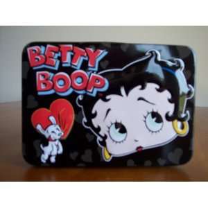 Betty Boop Small Tin Tote/ Large Face Black/ Keepsake Tin Box 