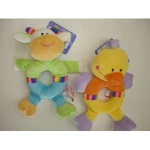  Baby Plush Ring Rattle   Ducky and Cow, 2 Pcs/set Baby