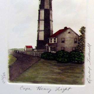 Hand Colored Etching LIGHTHOUSE ART Ltd Ed Signed RARE  