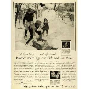  1930 Ad Listerine Common Cold Sore Throats Germicide 