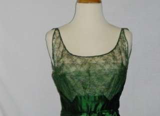 Vintage 1950s Martins Emerald Green Tea Length Party Prom Dress 