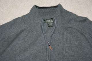 EDDIE BAUER Gray XL Supima Cotton Sweater Half 1/2 Zip Pullover Mens 