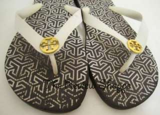 Tory Burch Thora Signature Rubber Thongs Flip Flops Sandals Shoes 
