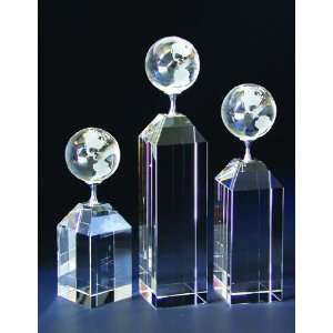  Empire Tipped Globe Tower Crystal Award   Large