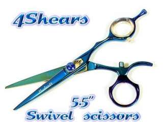 4SHEARS 5.5 BLUE SWIVEL PRO HAIR CUTTING SCISSORS  