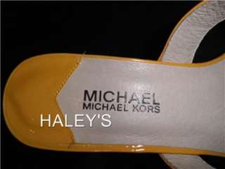 New Michael Michael Kors Palm Beach Wedge Sun Yellow Brown Sandals 