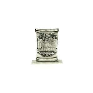    10cm Pewter Scroll with Western Wall and Jerusalem 