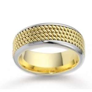  14k Two Tone Gold Elegant Thick Rope Wedding Band Jewelry