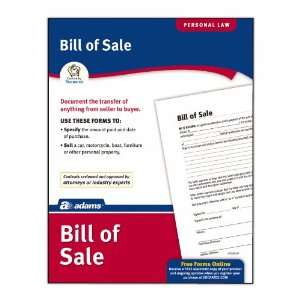  Adams Bill of Sale Form, 8.5 x 11 Inch, White (LF135 