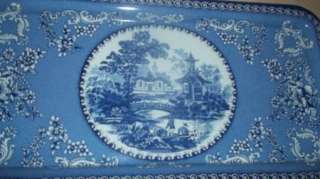 Daher Decorated Ware Retangle Tray Blue and White Oriental serving 