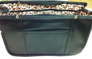 Purse Bag Handbag Tote Large Organizer Insert Black Leopard inside O 