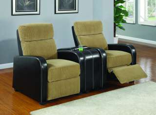 MOVIE HOME THEATER SEATING RECLINING TAN CORDUROY 6 CHAIRS  