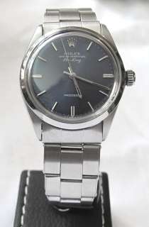 Rolex Oyster Perpetual Air King 5500, SS RIVET Band, Rare Blue Dial 