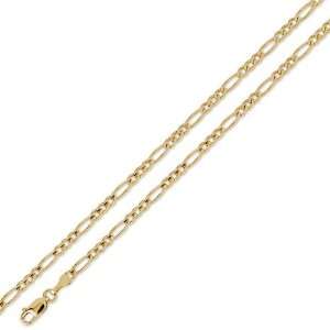  14K Solid Yellow Gold Figaro Chain Necklace 3.2mm (1/8 in 