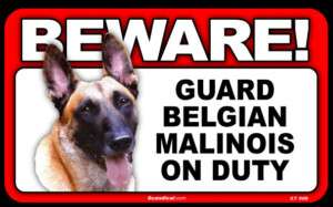Sign Beware Guard Belgian Malinois on Duty NEW  