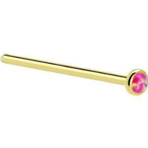   Pink Synthetic Opal Straight Fishtail 3/4   18 Gauge Jewelry