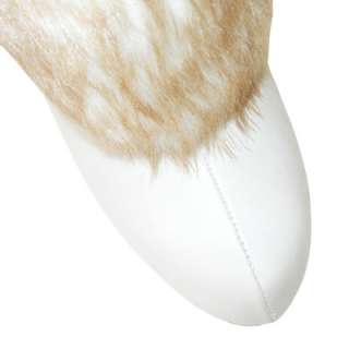 Trendy Sleek Faux Fur Shaft Knee High Slender Heel Slip in Style Boots 