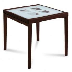  POKER90 Square Table With Beechwood Frame & Tempered Glass 