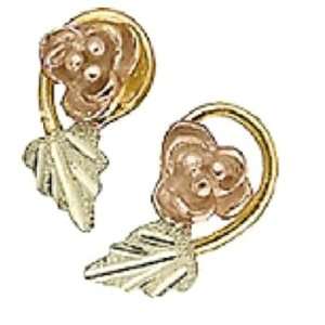  Black Hills Gold Womens Earrings. 10K Gold Rose with 12K Black 