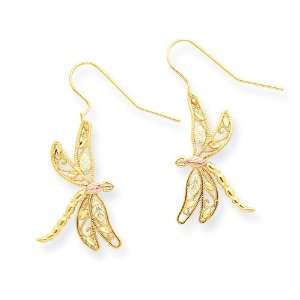  10k Black Hills Gold Dragonfly Earrings Jewelry