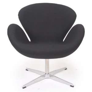  Swan Chair, Black Boucle Cashmere Wool