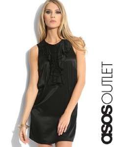 NWT T BAGS Black Silk Ruffle Front Mini Dress S $264  