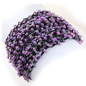 Black Purple Haze Layered Bead Button Clasp Bracelet 