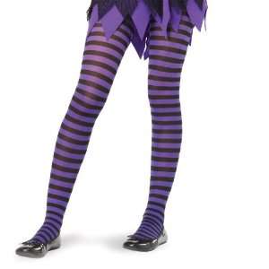  Lets Party By Leg Avenue Black/Purple Striped Tights Child 