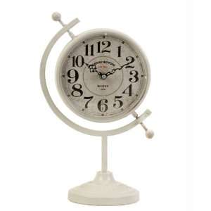   14.5 Vintage Style White Armillary Analog Desk Clock