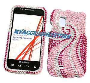 Samsung Galaxy S1 Mesmerize i500 Pink Rhinestones Crystal Bling Phone 