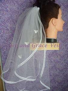 Communion Veil on Comb with Butterflies, New, Choice Five Trims N 