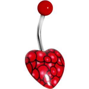  Red Bubble Bursting Heart Belly Ring Jewelry