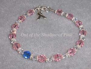 Breast Cancer Awareness Swarovski Bracelet .925 SS  