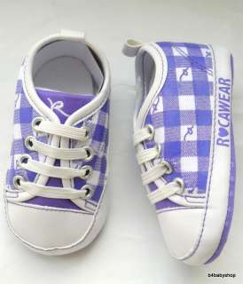 Baby girl purple tartan RocaWear baby shoes NWOT NB 12M  