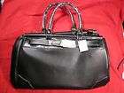 NWT LARGE BLACK LEATHER PURSE GOLD TONE METAL ACCENTS  