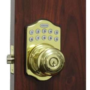   Knob E 930 Electronic Keyless Knob Lock / Spring Latch (Bright Brass